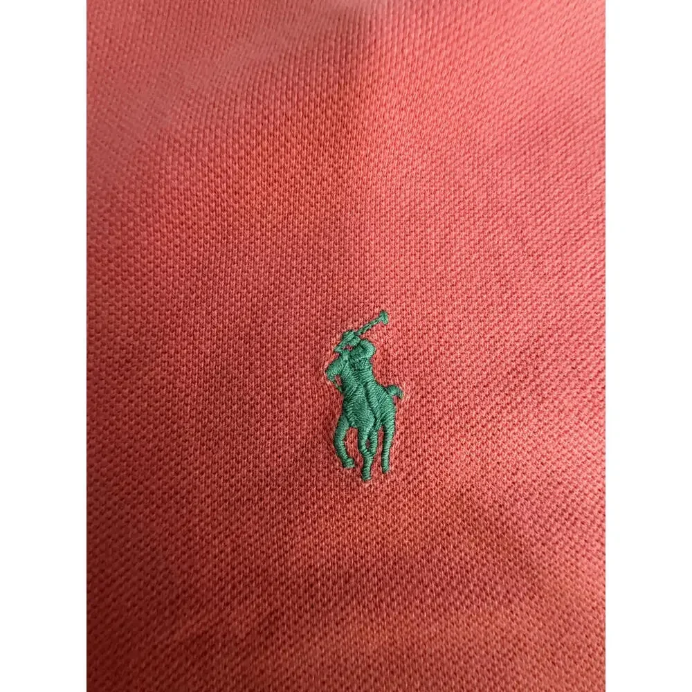 POLO RALPH LAUREN 100% Cotton polo shirt Salmon with‎ Kelly green logo. Mens XL